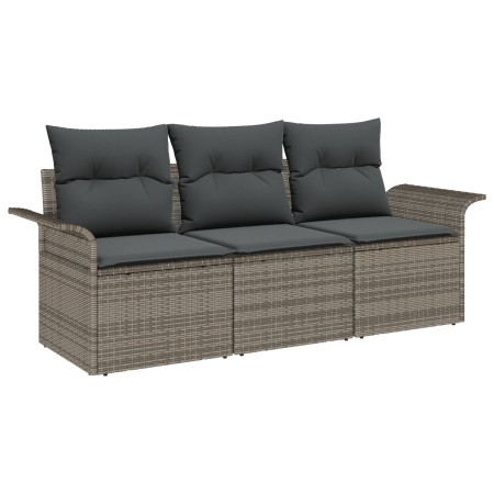 Juego de Sofá de Jardín de 3 Piezas con Cojines Gris Ratán Poliéster by , Outdoor sofas - Ref: Foro24-3345219, Price: 221,39 ...