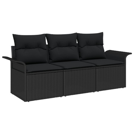 Juego de Sofá de Jardín de 3 Piezas con Cojines Negro Ratán Poli by , Outdoor sofas - Ref: Foro24-3345223, Price: 220,26 €, D...