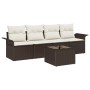 Juego de sofá de jardín de 5 piezas con cojines de ratán sintético marrón by , Outdoor sofas - Ref: Foro24-3345228, Price: 31...
