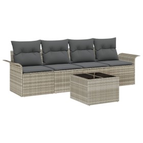 Set de Sofá de Jardín de 5 Piezas con Cojines Gris Claro de Poliratán by , Outdoor sofas - Ref: Foro24-3345232, Price: 321,17...