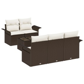 Conjunto de Sofás de Jardín de 6 Piezas con Cojines de Ratán Poliéster Marrón by , Outdoor sofas - Ref: Foro24-3345238, Price...