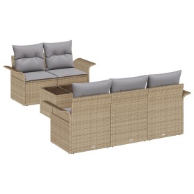 Conjunto de Sofás de Jardín de 6 Piezas con Cojines Beige Polirratán by , Outdoor sofas - Ref: Foro24-3345240, Price: 455,23 ...