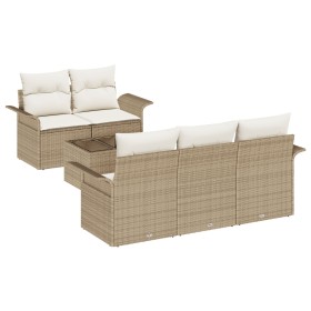 Juego de Sofás de Jardín de 6 Piezas con Cojines Beige de Poliratán von , Outdoor-Sofas - Ref: Foro24-3345241, Preis: 455,46 ...