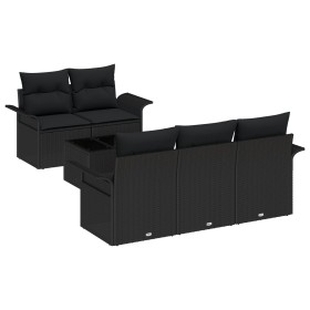 Conjunto de Sofá de Jardín de 6 Piezas con Cojines Negro Poliratán by , Outdoor sofas - Ref: Foro24-3345243, Price: 439,53 €,...