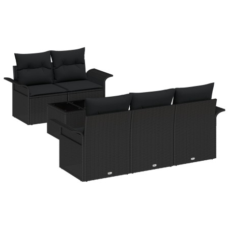 Conjunto de Sofá de Jardín de 6 Piezas con Cojines Negro Poliratán | Foro24.es | Tu tienda online para hogar, jardín y más Foro24.es