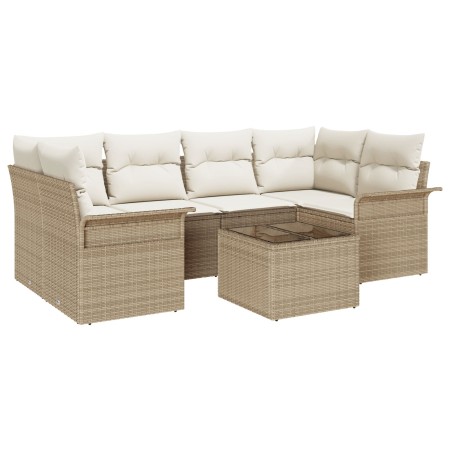 Juego de Sofá de Jardín de 7 Piezas con Cojines Beige de Ratán Poliéster by , Outdoor sofas - Ref: Foro24-3345261, Price: 485...