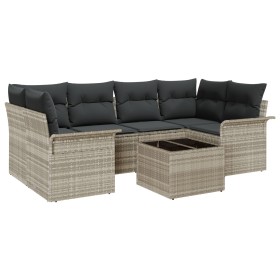 Conjunto de Sofá de Jardín de 7 piezas con Cojines Gris Claro Ratán de Polietileno by , Outdoor sofas - Ref: Foro24-3345262, ...