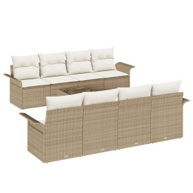 Sofá de Jardín de 9 Piezas con Cojines Beige Ratán de PE de , Sofás de exterior - Ref: Foro24-3345291, Precio: 637,50 €, Desc...