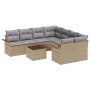 Set de Sofá de Jardín de 9 Piezas con Cojines Beige Ratán Poli by , Outdoor sofas - Ref: Foro24-3345300, Price: 553,96 €, Dis...