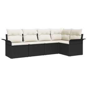 Conjunto de sofá de 5 piezas con cojines Negro Poliratán de , Sofás de exterior - Ref: Foro24-3345357, Precio: 337,83 €, Desc...