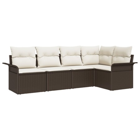 Juego de sofá de 5 piezas con cojines marrón poliratán by , Outdoor sofas - Ref: Foro24-3345358, Price: 353,33 €, Discount: %