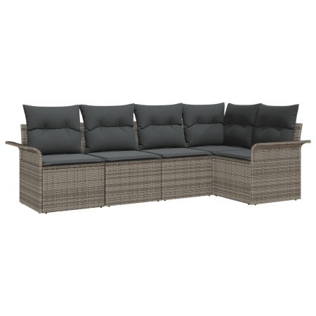 Juego de Sofá de Jardín de 5 Piezas con Cojines Gris Ratán Sintético de , Sofás de exterior - Ref: Foro24-3345359, Precio: 33...