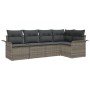 Juego de Sofá de Jardín de 5 Piezas con Cojines Gris Ratán Sintético de , Sofás de exterior - Ref: Foro24-3345359, Precio: 33...
