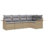 Juego de Sofás de Jardín de 5 Piezas con Cojines Beige Ratán Poliéster von , Outdoor-Sofas - Ref: Foro24-3345360, Preis: 354,...