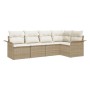 Juego de Sofás de Jardín de 5 Piezas con Cojines Beige Ratán Polimérico by , Outdoor sofas - Ref: Foro24-3345361, Price: 363,...