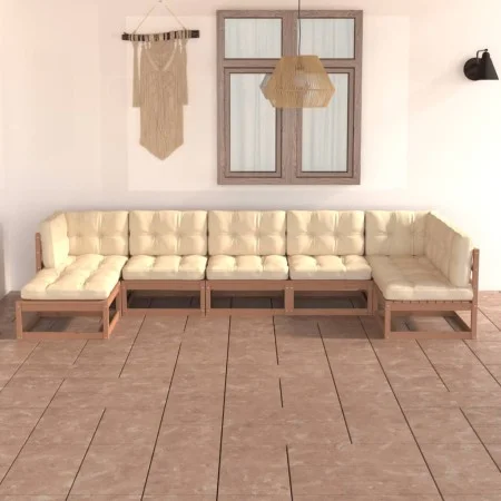 Gartenmöbel-Set 7-teilig und Kissen aus massivem Kiefernholz von vidaXL, Gartensets - Ref: Foro24-3076747, Preis: 751,00 €, R...