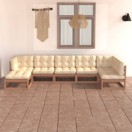 Gartenmöbel-Set 7-teilig und Kissen aus massivem Kiefernholz von vidaXL, Gartensets - Ref: Foro24-3076747, Preis: 751,00 €, R...