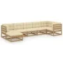 Gartenmöbel-Set 7-teilig und Kissen aus massivem Kiefernholz von vidaXL, Gartensets - Ref: Foro24-3076747, Preis: 751,00 €, R...