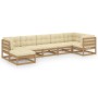 Gartenmöbel-Set 7-teilig und Kissen aus massivem Kiefernholz von vidaXL, Gartensets - Ref: Foro24-3076747, Preis: 751,00 €, R...