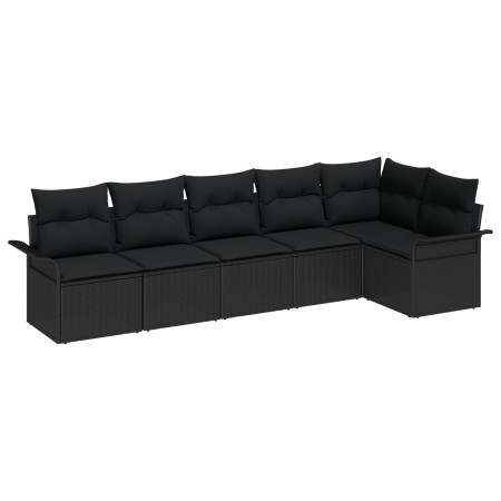 Conjunto de sofá de jardín  6 piezas con cojines negro poliratán | Foro24.es | Tu tienda online para hogar, jardín y más Foro24.es