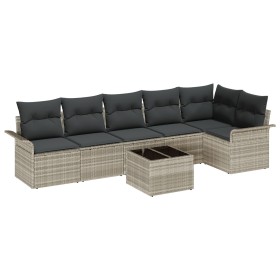 Juego de Sofá de Jardín de 7 Piezas con Cojines Gris Poliratán by , Outdoor sofas - Ref: Foro24-3345392, Price: 496,00 €, Dis...
