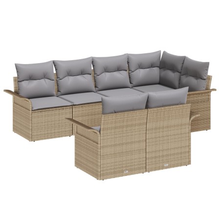 Juego de Sofá de Jardín de 7 Piezas con Cojines Beige Ratán de Polietileno von , Outdoor-Sofas - Ref: Foro24-3345400, Preis: ...