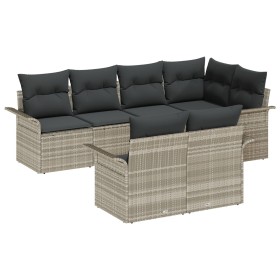 Conjunto de Sofá de Jardín de 7 Piezas con Cojines Gris Claro Poliratán by , Outdoor sofas - Ref: Foro24-3345402, Price: 535,...