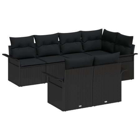 Conjunto de Sofás de Jardín de 7 Piezas con Cojines Negro de Poliratán by , Outdoor sofas - Ref: Foro24-3345403, Price: 519,9...