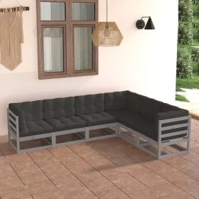 Garden furniture set 6 pieces and cushions solid pine wood by vidaXL, Garden sets - Ref: Foro24-3076786, Price: 527,78 €, Dis...