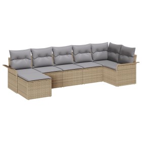 Juego de sofá de jardín de 7 piezas con cojines Beige de poliratán de , Sofás de exterior - Ref: Foro24-3345450, Precio: 458,...