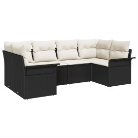Conjunto de sofá de jardín de 6 piezas con cojines de Poliratán negro by , Outdoor sofas - Ref: Foro24-3345497, Price: 392,67...