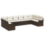 Juego de Sofás de Jardín de 10 Piezas con Cojines de Poliratán Marrón by , Outdoor sofas - Ref: Foro24-3345538, Price: 688,79...