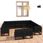 12-piece garden furniture set with black pine wood and cushions. by vidaXL, Garden sets - Ref: Foro24-3076948, Price: 1,00 €,...