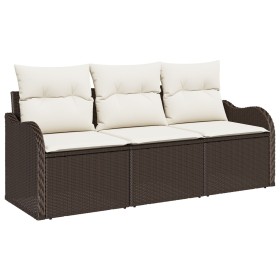 Set de Sofá de Jardín de 3 Piezas con Cojines Marrón Rattan Poli von , Outdoor-Sofas - Ref: Foro24-3345558, Preis: 221,95 €, ...