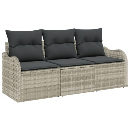 Juego de Sofá de Jardín de 3 piezas con Cojines Gris Claro Poliratán by , Outdoor sofas - Ref: Foro24-3345562, Price: 223,06 ...