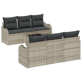 Juego de Sofá de Jardín de 7 Piezas con Cojines Gris Claro Poliratán by , Outdoor sofas - Ref: Foro24-3345592, Price: 492,47 ...