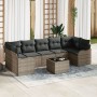 Juego de Sofá de Jardín de 8 Piezas con Cojines Gris Poliratán, Sofá de Jardín de 2 Plazas con Cojines Gris Poliratán by , Ou...