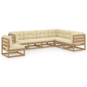 Garden furniture set 7 pcs honey brown pine wood cushions by vidaXL, Garden sets - Ref: Foro24-3076817, Price: 750,78 €, Disc...