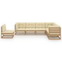 Gartenmöbel-Set 7-tlg. Kissen aus honigbraunem Kiefernholz von vidaXL, Gartensets - Ref: Foro24-3076817, Preis: 761,15 €, Rab...