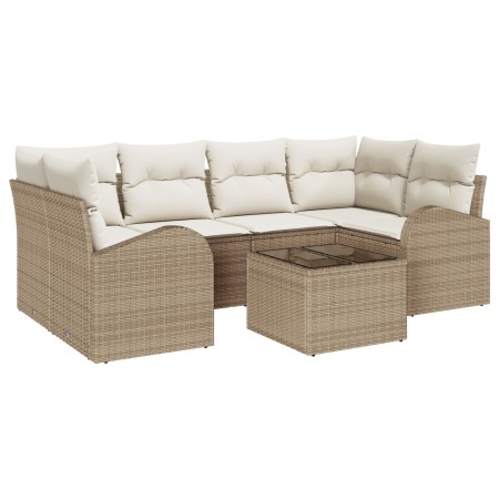 Conjunto de 7 piezas de sofá de jardín con cojines beige de polirratán by , Outdoor sofas - Ref: Foro24-3345941, Price: 482,5...