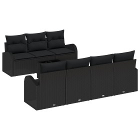 Juego de Sofás de Jardín de 8 Piezas con Cojines Negro Ratán Poliéster by , Outdoor sofas - Ref: Foro24-3345953, Price: 535,3...