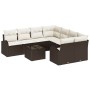 Conjunto de Sofás de Jardín de 9 Piezas con Cojines de Ratán y Poliéster Marrón by , Outdoor sofas - Ref: Foro24-3345978, Pri...