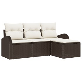 Set de sofá de jardín de 4 piezas con cojines de ratán sintético marrón by , Outdoor sofas - Ref: Foro24-3345988, Price: 261,...