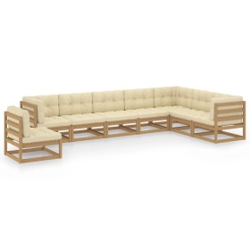 8-piece garden furniture set with brown honey pine wood cushions by vidaXL, Garden sets - Ref: Foro24-3076827, Price: 928,63 ...