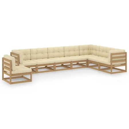 8-piece garden furniture set with brown honey pine wood cushions by vidaXL, Garden sets - Ref: Foro24-3076827, Price: 928,63 ...
