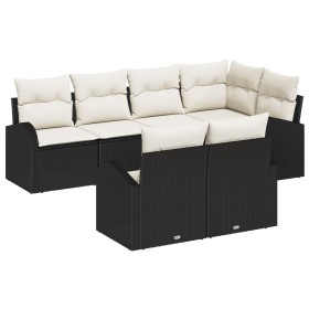Set de Sofá de Jardín de 7 Piezas con Cojines de Poliratán Negro by , Outdoor sofas - Ref: Foro24-3346077, Price: 502,42 €, D...