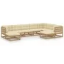 Garden furniture set 9 pcs honey brown pine wood cushions by vidaXL, Garden sets - Ref: Foro24-3076807, Price: 893,42 €, Disc...