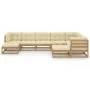 Garden furniture set 9 pcs honey brown pine wood cushions by vidaXL, Garden sets - Ref: Foro24-3076807, Price: 893,42 €, Disc...