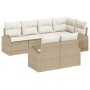 Juego de Sofá de Jardín de 7 Piezas con Cojines Beige Ratán de Poliéster by , Outdoor sofas - Ref: Foro24-3346081, Price: 530...
