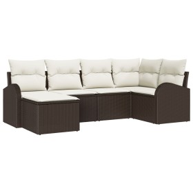 Conjunto de Sofá de Jardín de 6 Piezas con Cojines Marrón Poliratán de , Sofás de exterior - Ref: Foro24-3346108, Precio: 395...